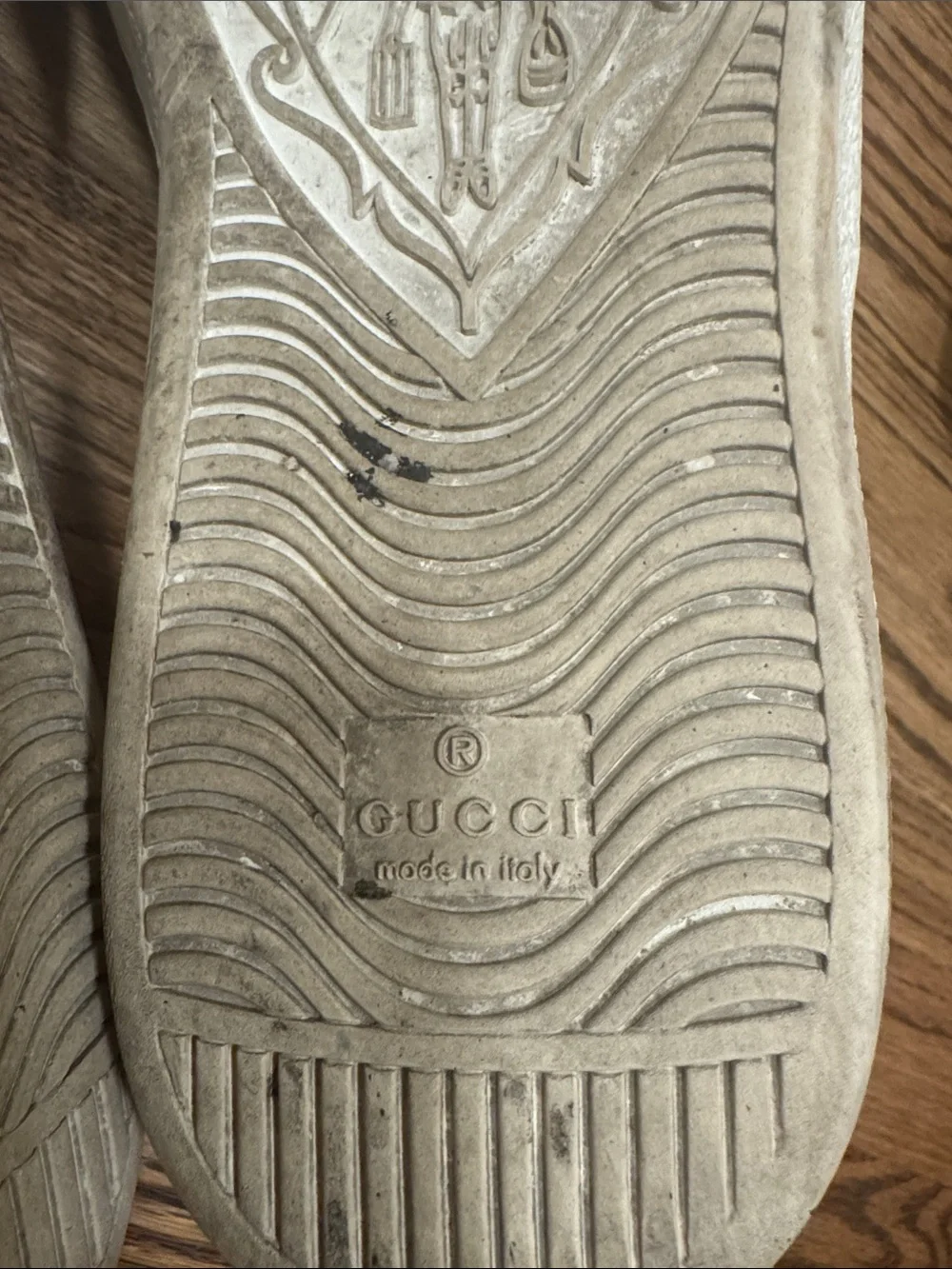 Gucci White Leather Sneakers Red & Green Stripe and Gold Bee. Ace Embroidered